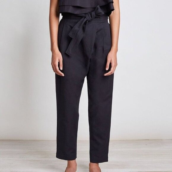 APiece Apart Isa Wrap Elasticated Waist Dark Blue Pleat Front Tapered Trousers - Picture 1 of 14